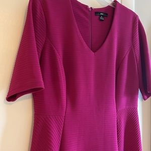 Magenta A-Line Dress with Short Sleeves
